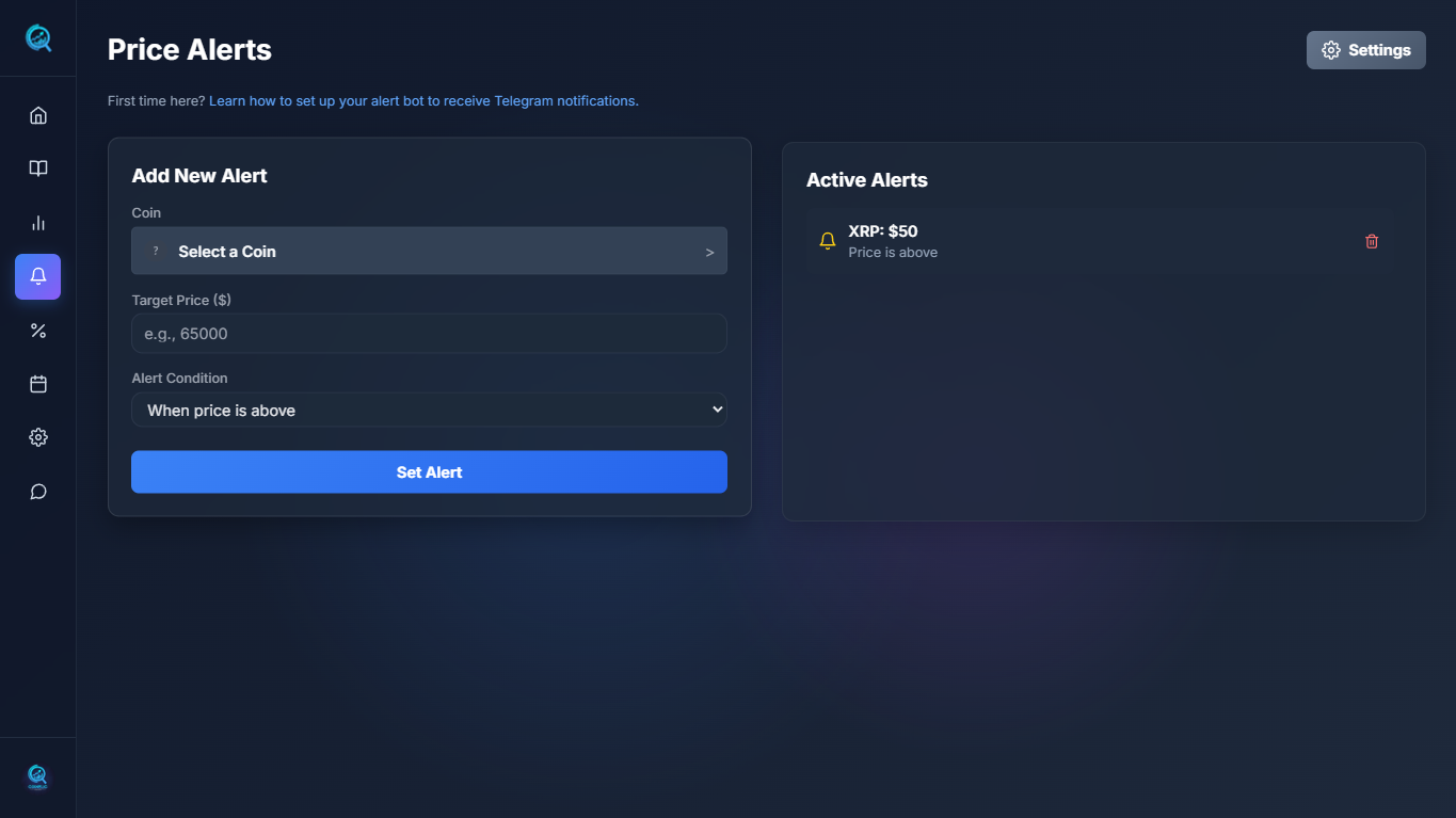 Price Alerts View